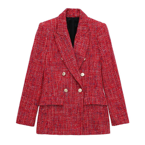 PB&ZA 2023 Autumn Women's Temperament Double-breasted Lapel Long-sleeved Casual Blazer 7553749