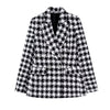 PB&ZA 2023 Autumn and Winter Women's Retro Casual Commuter Lapel Long-sleeved Button-trimmed Plaid Suit Jacket 3046251