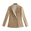 PB&ZA 2753225  Women's 2023 Fall Double Breasted Suit Jacket Retro Long Sleeve Pocket Women's Jacket 2753225
