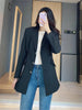 PB&ZA autumn and winter women's elegant temperament slim long-sleeved artificial jewelry breasted long suit jacket 9457/393