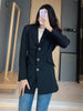 PB&ZA autumn and winter women's elegant temperament slim long-sleeved artificial jewelry breasted long suit jacket 9457/393