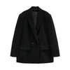 PB&ZA autumn women's commuter black lapel long-sleeved loose double-breasted suit jacket 8035/888