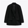PB&ZA autumn women's commuter black lapel long-sleeved loose double-breasted suit jacket 8035/888