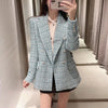 PB & ZA2023 Spring and Autumn women's clothing elegant commuting Plaid texture double-breasted casual suit jacket