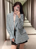 PB&ZA2324140Women 2023 Spring Double Breasted Textures Blazer Coat Vintage Long Sleeve Pockets Outerwear Chic2324/140