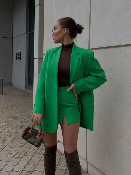 PB&ZA9018707 Women Single breasted pocket Straight Blazer Coat Vintage Long Sleeve Back Vents Female Outerwear 9018/707