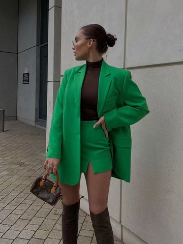 PB&ZA9018707 Women Single breasted pocket Straight Blazer Coat Vintage Long Sleeve Back Vents Female Outerwear 9018/707