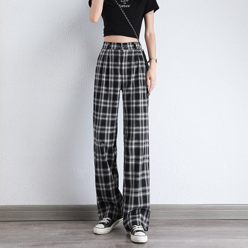 PELEDRESS Harajuku Plaid Pants For Women Trousers 2022 Streetwear