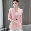 PEONFFLY Women Single Button Long Sleeve Blazer Female Plus Size Suit Office Casual Black Pink Jacket Autumn S-XXL