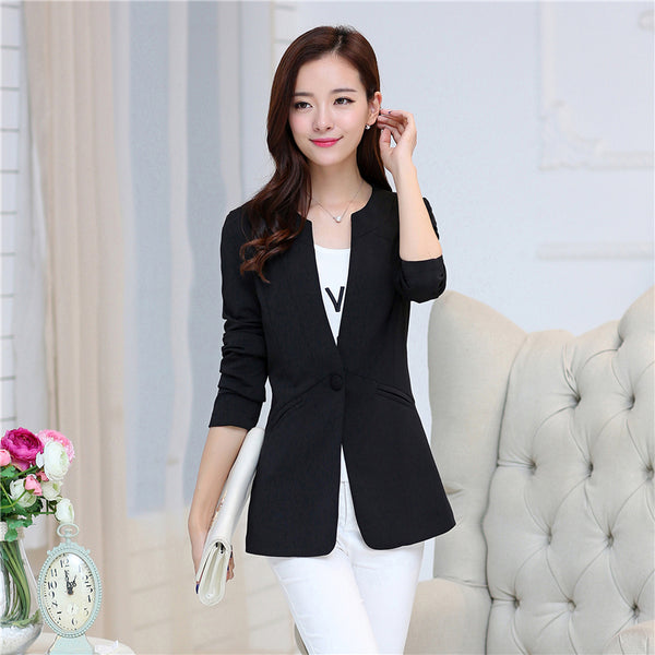 Autumn Women Blazer Coat Elegant Suit Jacket Outwear Long Jackets Blazers Coat Feminino Chaquetas Mujer 5XL Tops
