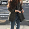 PEONFLY 2023 Spring Jacket Women Coats Vintage Plaid Outwear Casual Notched Collar Single Breasted Office Ladies Jackets Blazer