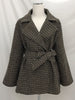 PEONFLY  2022 Autumn Winter Thick Houndstooth Plaid Tweed Women Blazer Korean Style Black Suit Jacket Female Long Sleeve Coat