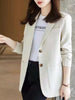 PEONFLY 2023 Women's Graceful Pink Blazers  Korean Elegant Half Sleeve Suit Jacket Trousers Outfits Ladies Workwea