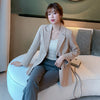 PEONFLY Autumn Blazer Jacket Women Casual Pockets Long Sleeve Coat Office Ladies Solid Pink Loose Blazers 2022