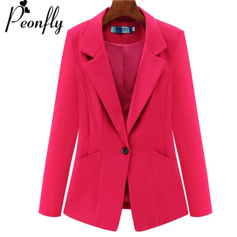 PEONFLY Big Size 4XL Womens Business Suits  Autumn All-match women Blazers Jackets Short Slim long-sleeve Blazer Women Suit