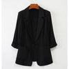 PEONFLY Casual Solid Color Single Button Pockets Blazer Women Elegant Office Ladies Blazer Spring Autumn Coat Jacket