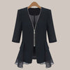 PEONFLY Chiffon Ruffled Solid Blazers Jacket Half Sleeve Women Patchwork Jackets Short 2023 Spring Korean Slim Coat