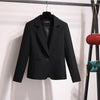 PEONFLY 2023 Women Solid Color Black Blazer Jacket Casual Long Sleeve Loose Coat Office Lady Single Button Blazer