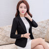 PEONFLY Women Elegant Long Sleeve Single Button Blazer Jacket Casual Solid Female Lady Office Blazer Outwear Coat Black