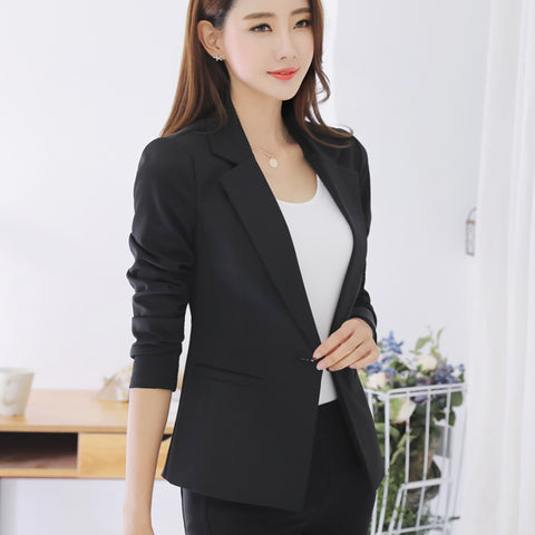 Female Coats Blazer Spring Summer Long Sleeve One Button Jacket Women balck Jackets Office Blazer