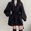 PEONFLY Korean Women Work Blazer Jacket Casual Double-breasted Sashes Suit Jacket Female 2023 Slim Female Blazer Outwear