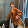 PEONFLY 2022 Spring Casual Double Breasted Women Jackets Notched Collar Blazer Female Outerwear Elegant Ladies Coat Blue