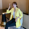 PEONFLY 2022 Spring Casual Double Breasted Women Jackets Notched Collar Blazer Female Outerwear Elegant Ladies Coat Blue