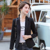 PEONFLY 2023 Spring Blazer Jacket Women Casual Single Button Pockets Long Sleeve Coat Office Lady Solid Slim Blazers