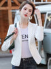 PEONFLY 2023 Spring Blazer Jacket Women Casual Single Button Pockets Long Sleeve Coat Office Lady Solid Slim Blazers