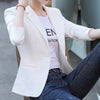 PEONFLY 2023 Spring Blazer Jacket Women Casual Single Button Pockets Long Sleeve Coat Office Lady Solid Slim Blazers