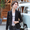 PEONFLY 2023 Spring Blazer Jacket Women Casual Single Button Pockets Long Sleeve Coat Office Lady Solid Slim Blazers