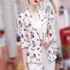 PEONFLY Autumn Korean Version Of The Retro Printing Small Seven-point Jacket Female Office Lady Casual Loose Blazer