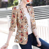 PEONFLY Autumn Korean Version Of The Retro Printing Small Seven-point Jacket Female Office Lady Casual Loose Blazer