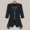 PEONFLY Plus Size Chiffon Ruffled Solid Blazers Jacket Half Sleeve Women Patchwork Jackets Short 2022 Spring Korean Slim Coat