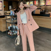 PEONFLY Slim Blazers Women Autumn Suit Jacket Female Work Office Lady Suit Solid Business Notched Blazer Coat Pink