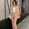 PEONFLY Slim Blazers Women Autumn Suit Jacket Female Work Office Lady Suit Solid Business Notched Blazer Coat Pink