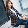PEONFLY Vintage Casual Plaid Blazer Women Single Button Office Ladies Jacket Coat Notched Collar Long Sleeve Jacket 2023