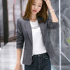 PEONFLY Vintage Casual Plaid Blazer Women Single Button Office Ladies Jacket Coat Notched Collar Long Sleeve Blazer