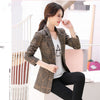 PEONFLY Vintage Office Lady Notched Collar Plaid Women Blazer Single Button Autumn Jacket 2023 Casual Pockets Female Suits Coat
