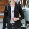 PEONFLY Women Blazer 2023 Formal Blazers Lady Office Single Button Pockets Jackets Coat Slim Black Women Blazer Femme Jackets