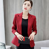 PEONFLY Women Solid Color Office Suits Elegant Notched Blazer Coat Single Button Female Casual Jacket Autumn Winter