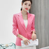 PEONFLY Women Solid Color Office Suits Elegant Notched Blazer Coat Single Button Female Casual Jacket Autumn Winter