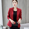 PEONFLY Women Solid Color Office Suits Elegant Notched Blazer Coat Single Button Female Casual Jacket Autumn Winter