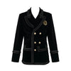 PERHAPS U Black Notch Collar Blazer Long Sleeve Double-breasted Pocket Loose Velvet C0536