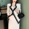 PERHAPS U White Notch Collar Long Sleeve Pocket Casual Chic Women Blazer Single-breasted C0538