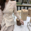 PERHAPS U Women Transparent Beige Chiffon Blazer Sash Seethrough C0154