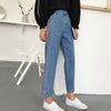 Personality Side Skinny Boyfriend Jeans For Women 2022 Fashion Spring High Waist Pantalon Femme Slim Loose Denim Pants