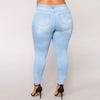 PLUS SIZE Jeans Women High Waist waisted Skinny Pencil Blue Denim Pants women Stretch solid elastic Jeans women 4XL 5XL 6XL 7XL