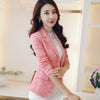 POENFLY 2022Autum female outerwear Fashion Women Blazer jacquard suit Jacket Slim One button Long sleeve Women coat