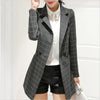 POENFLY  blazer 2022 spring autumn new blazer women jacket slim medium-long plaid long-sleeve casual suit blazer Female